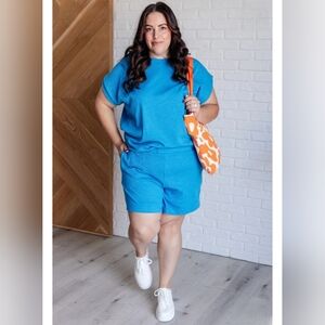 💙NWOT Ott "Back To My Favorite Place Shorts/Top 2Piece Set" Bright Blue💙Medium